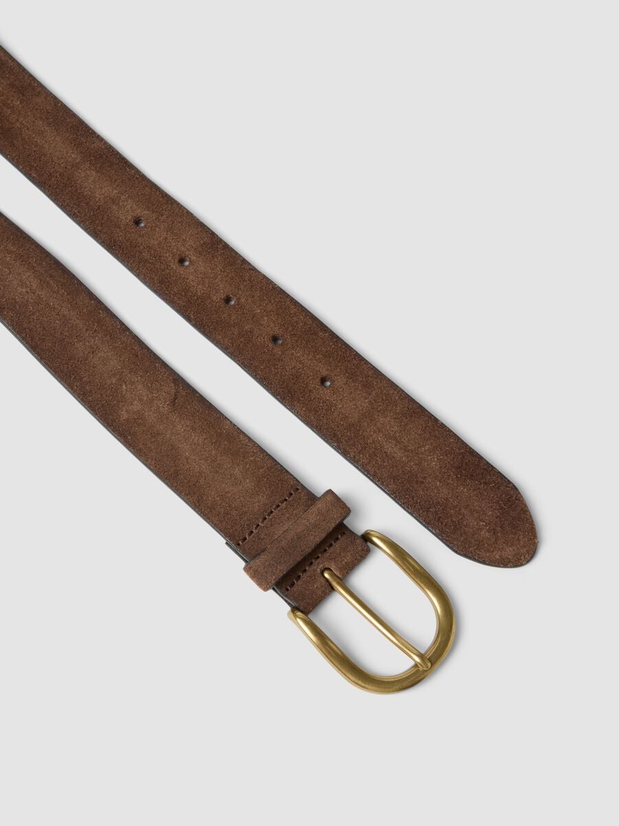Brauner Herren-G&uuml;rtel aus echtem Leder mit Metallschnalle_1