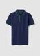 Blue short-sleeved polo in stretch cotton_4