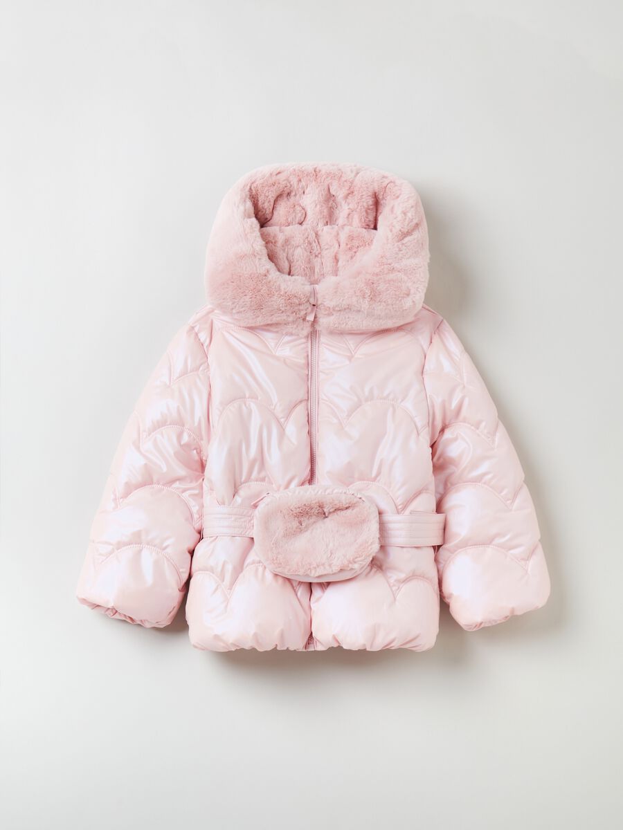 Quilted down jacket with pouch_0