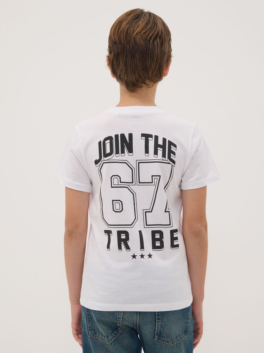 White pure cotton T-shirt with Six Seven prints, regular fit_1