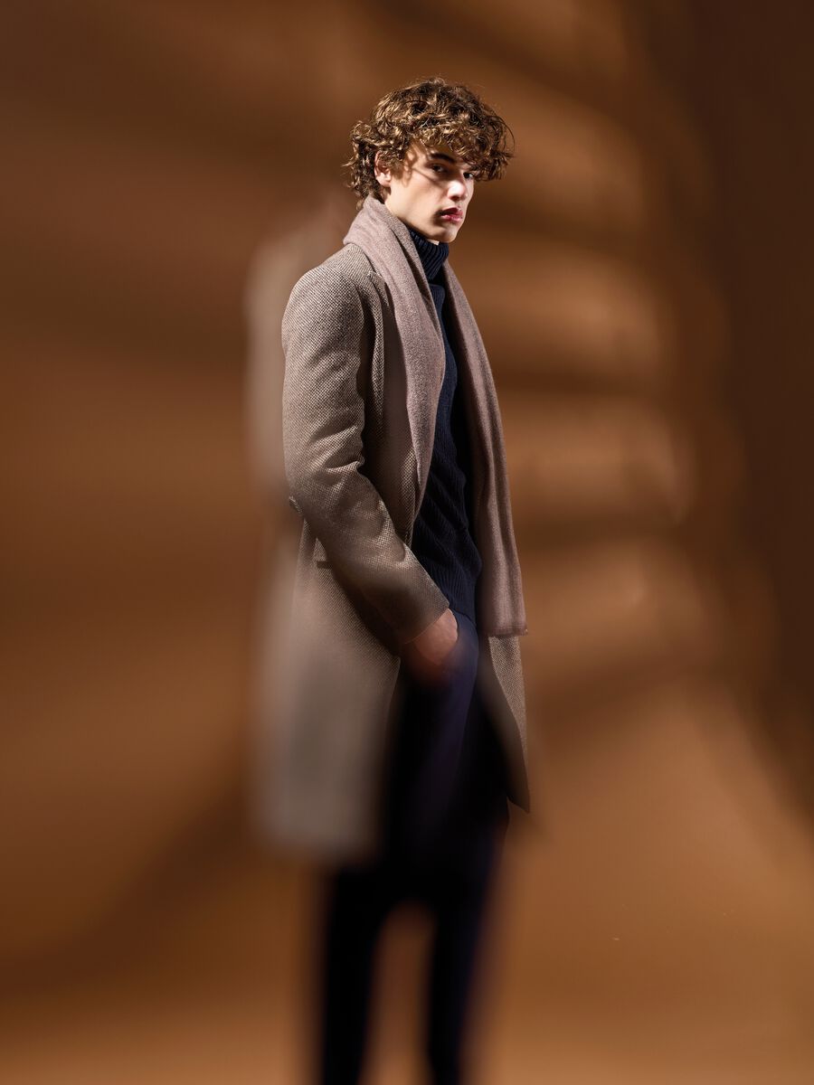 Brown Check Long Coat Regular Fit_0