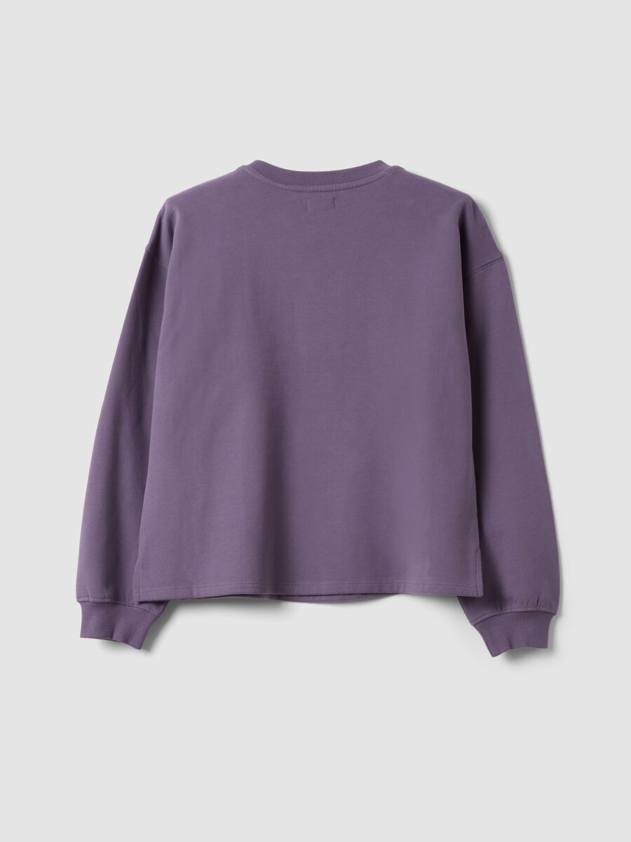 Violettes Sweatshirt aus reiner Bio-Baumwolle mit Rippkragen_1