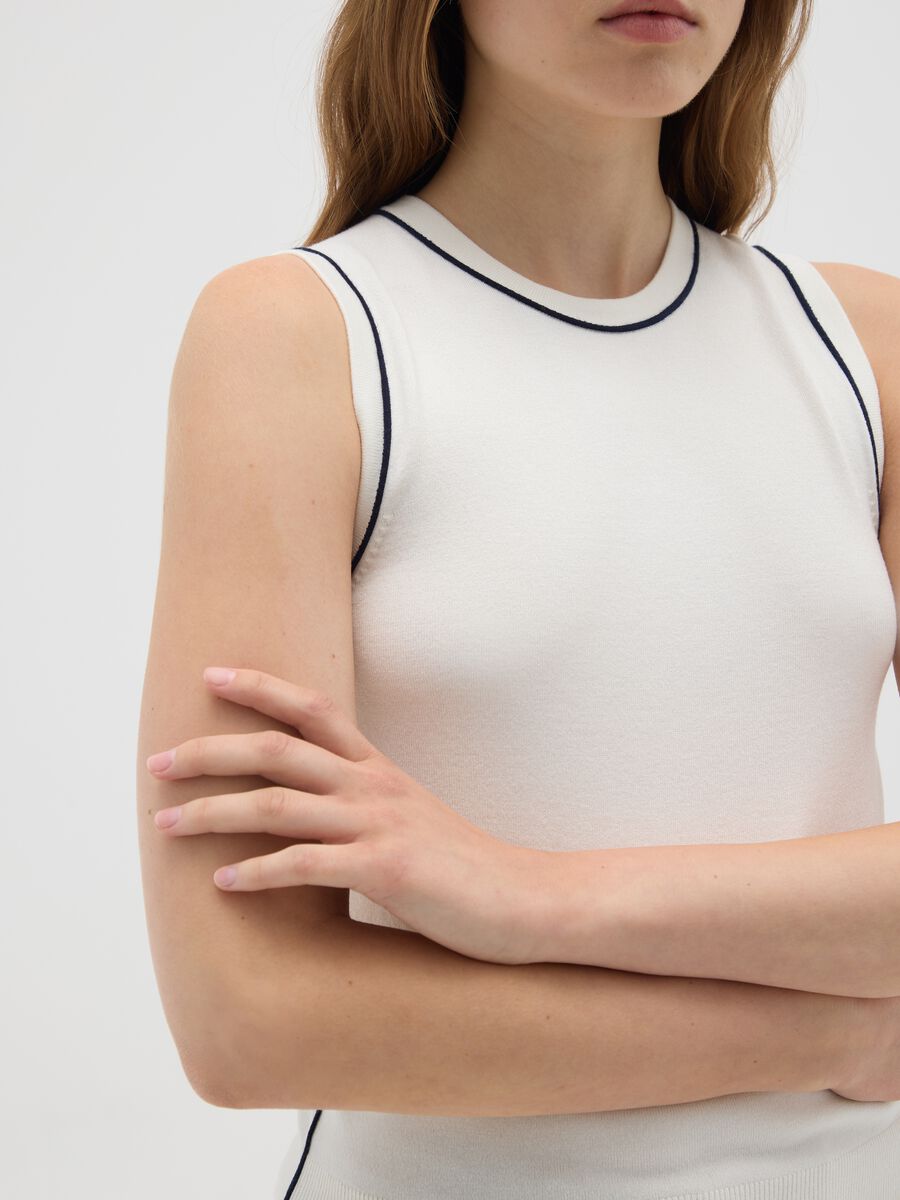 Women's white stretch-blend sleeveless top_3