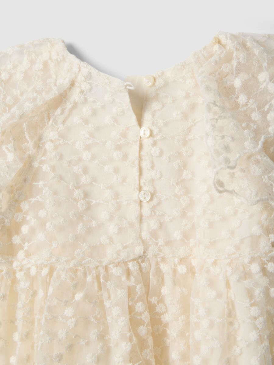 Girl's regular fit long beige cotton-blend dress_3