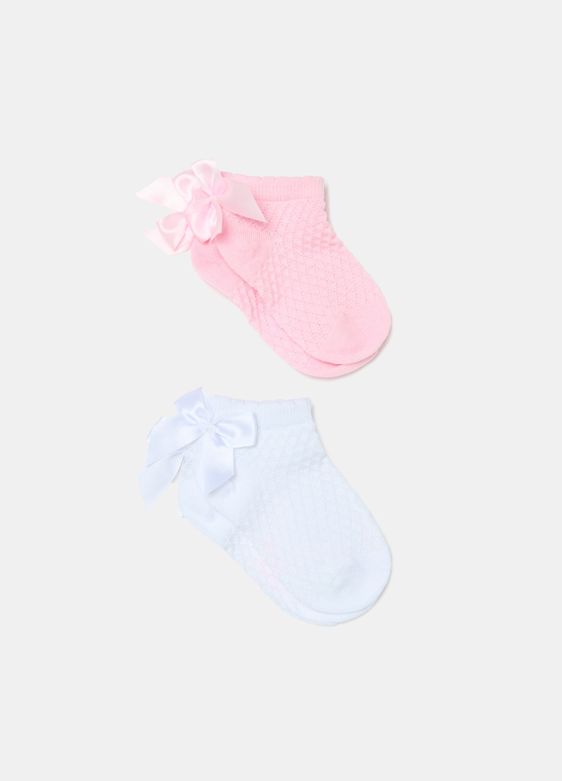 Two-pack socks in organic cotton with bow