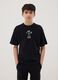 Black pure cotton oversize fit boys' t-shirt with print_0