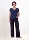 Blue pure viscose V-neck T-shirt, regular fit_1