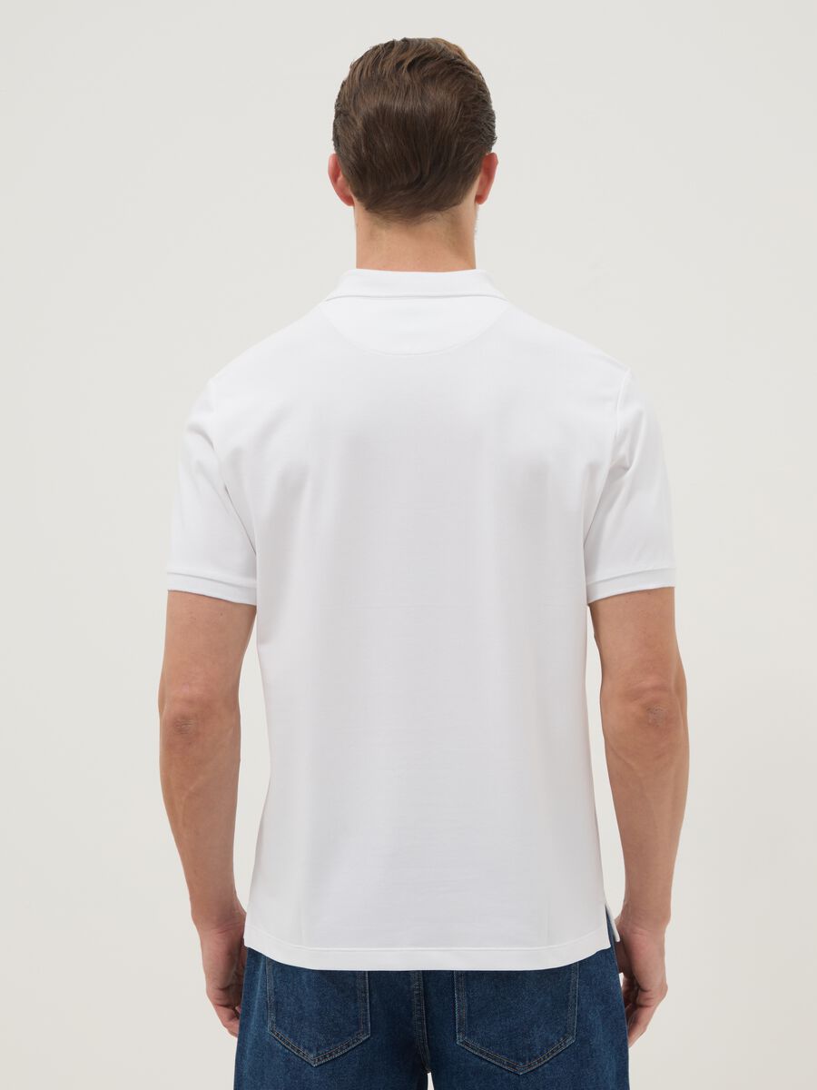 White stretch cotton-blend polo regular fit_3