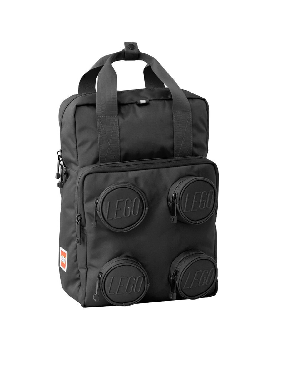 Mochila negra con bolsillos frontales_0