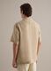 Beige pure linen regular fit shirt with bowling collar_3