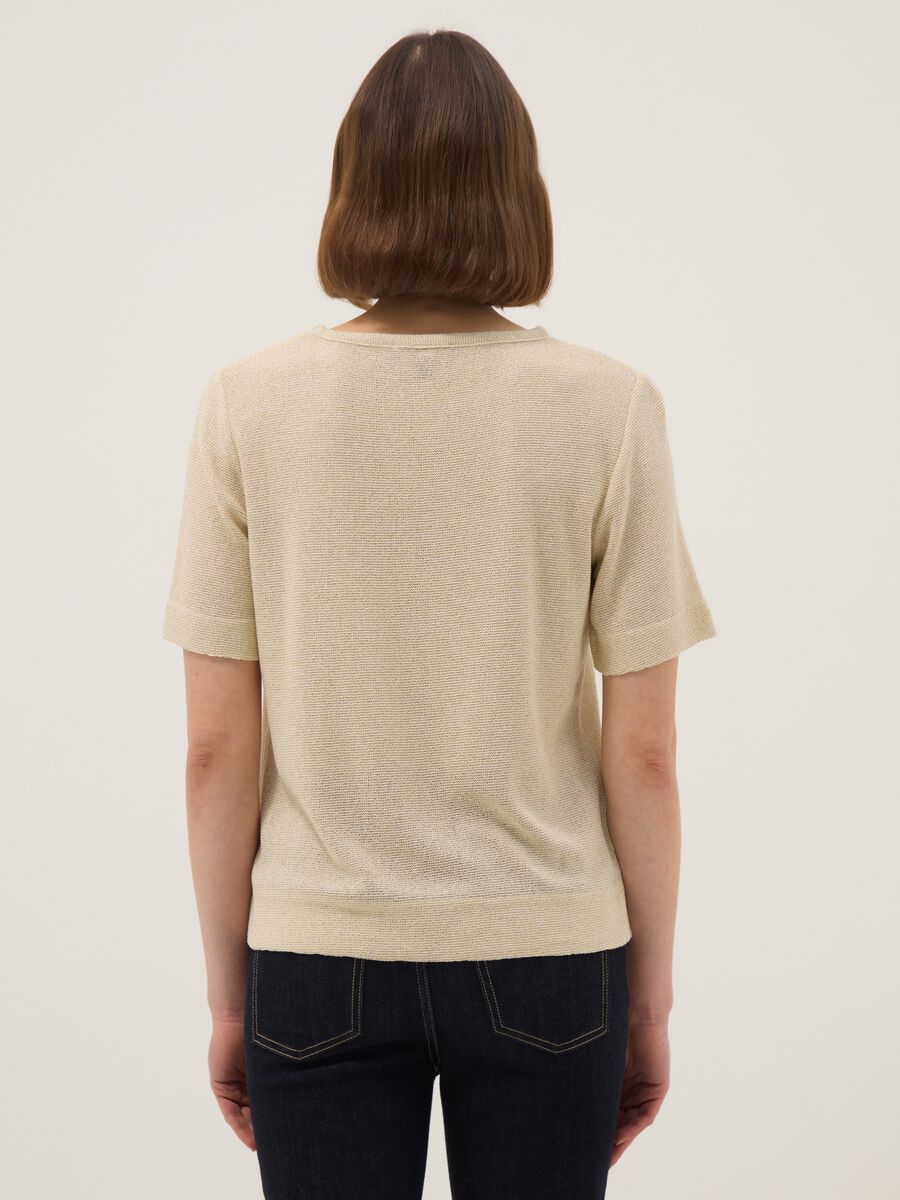 Beige viscose-blend short-sleeve T-shirt, regular fit_3