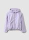 Purple hooded rain jacket with zip for girls_4