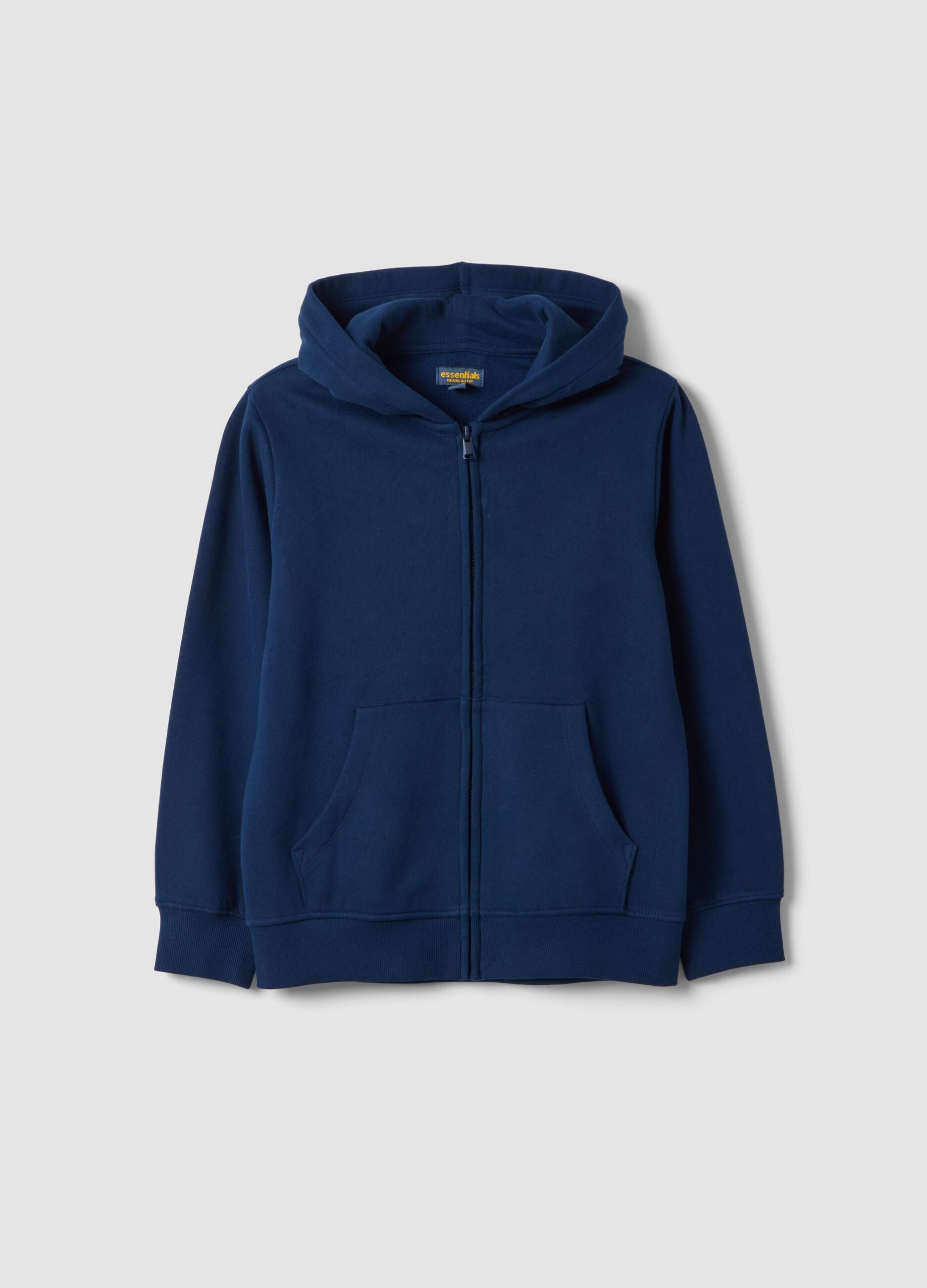 Felpa blu navy in puro cotone organico con girocollo