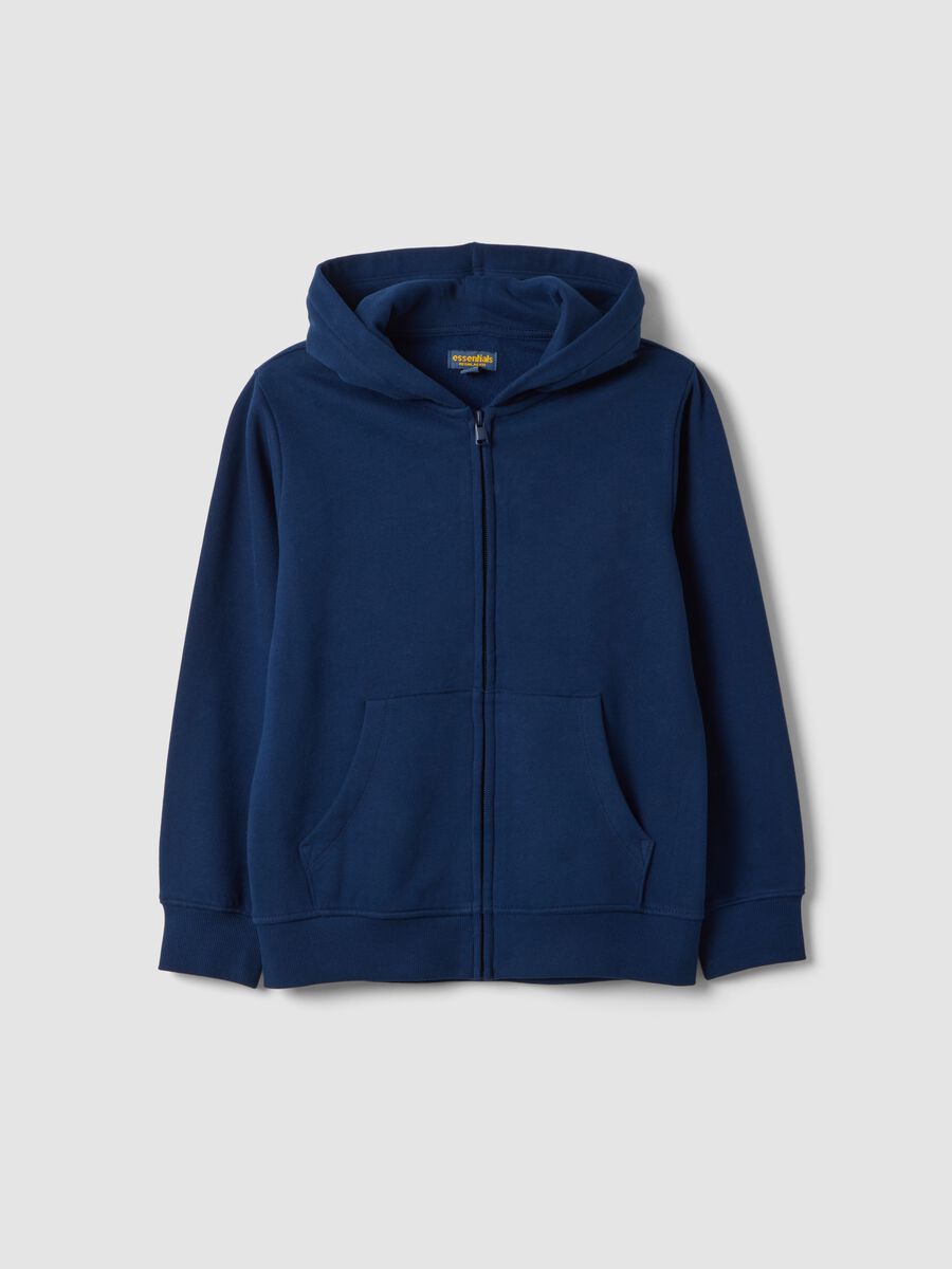 Felpa blu navy in puro cotone organico con girocollo_0