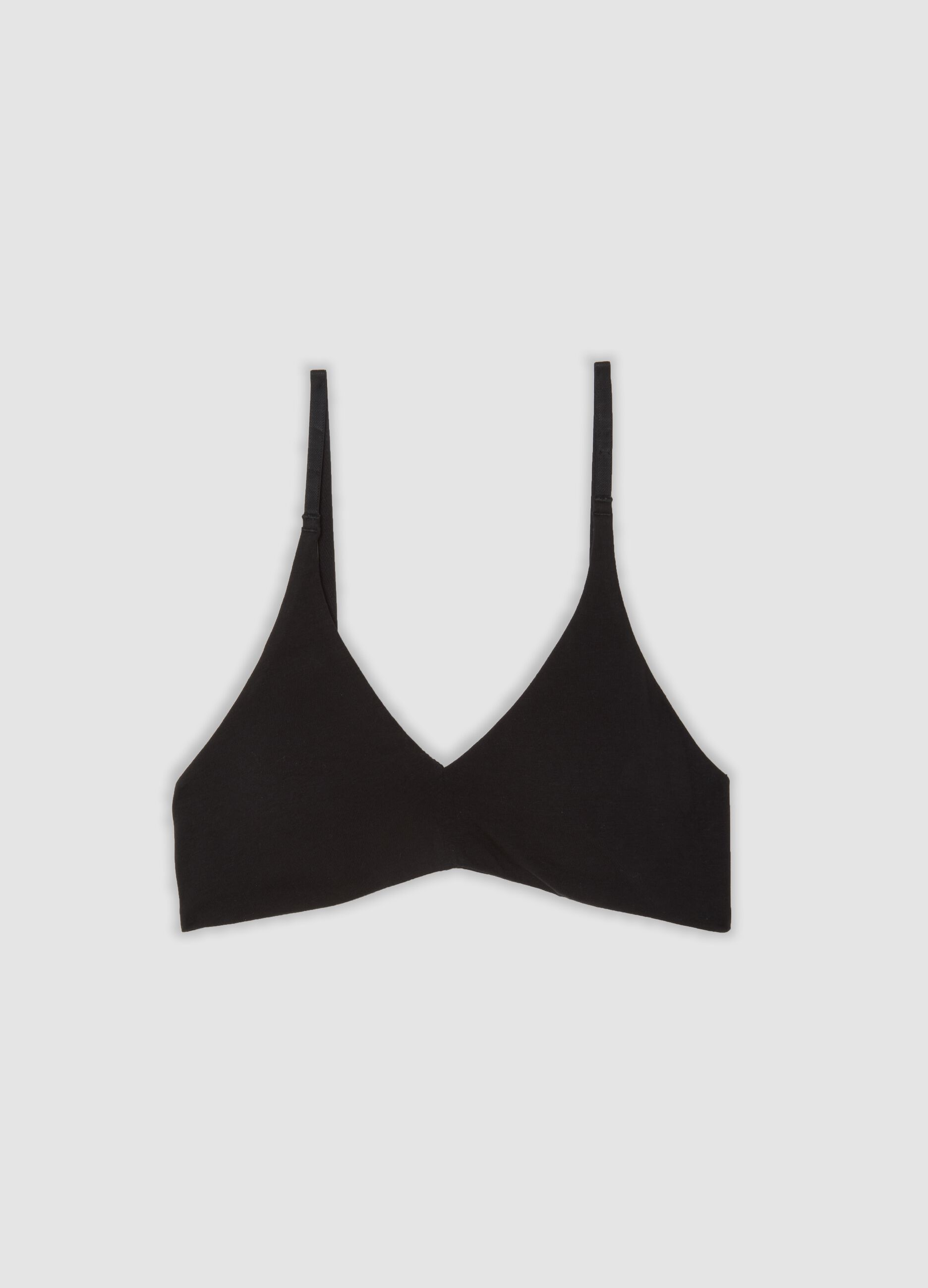 Black organic stretch cotton triangle bra