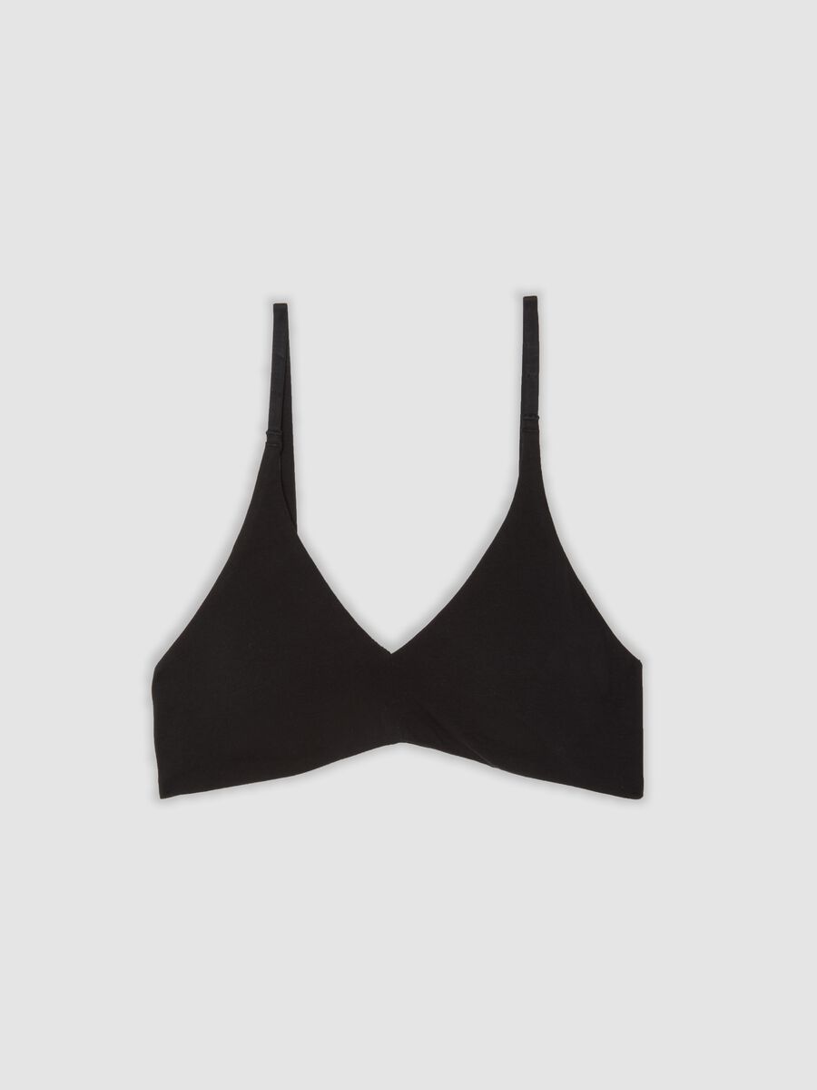 Black organic stretch cotton triangle bra_4