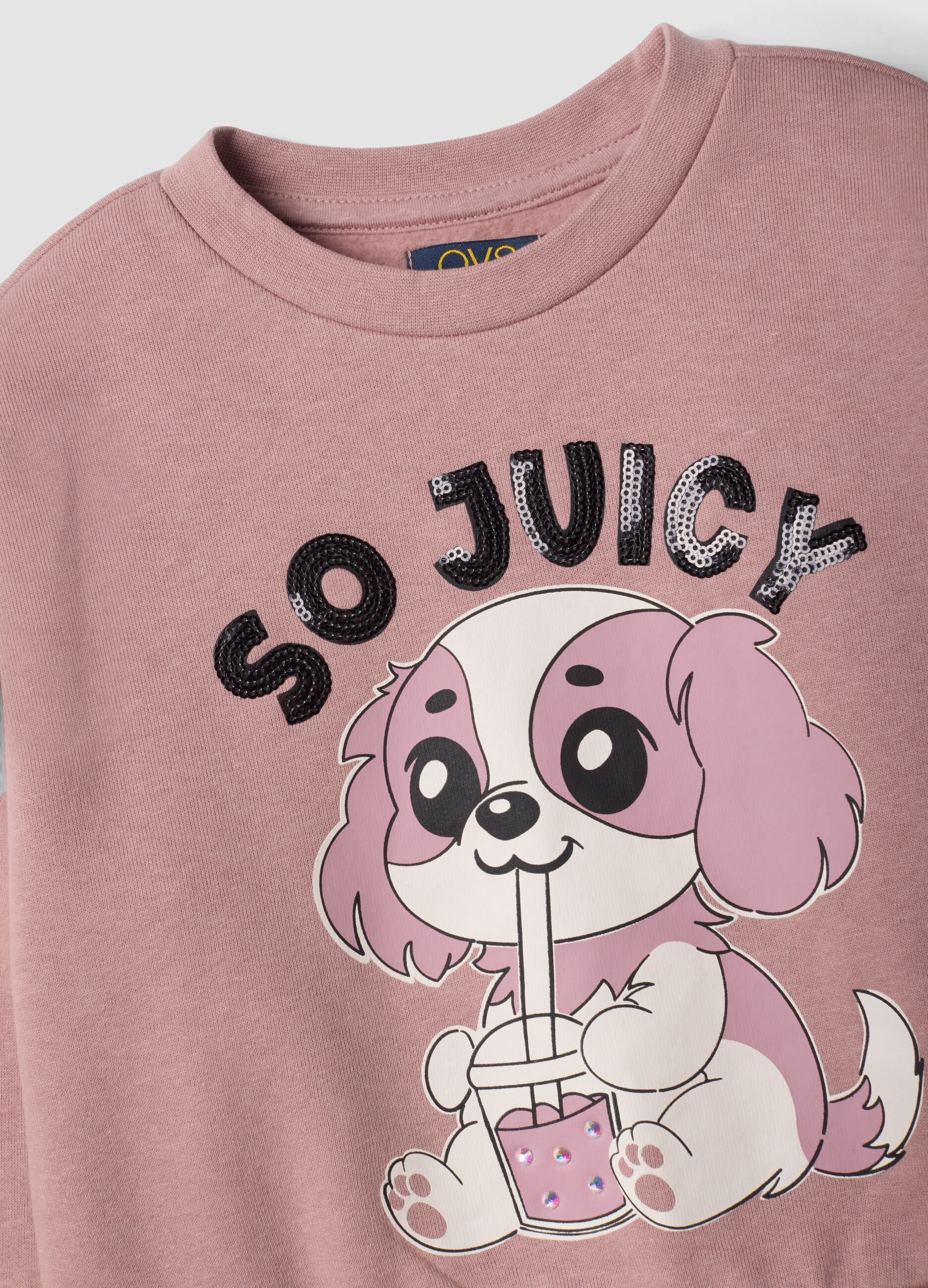 Pink cotton-blend tracksuit with ribbed collar
