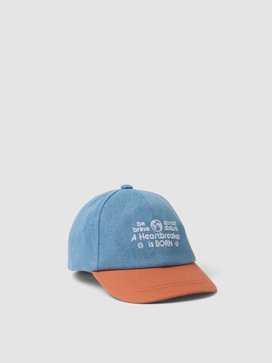 Blue and orange baseball cap in a cotton-viscose blend_0