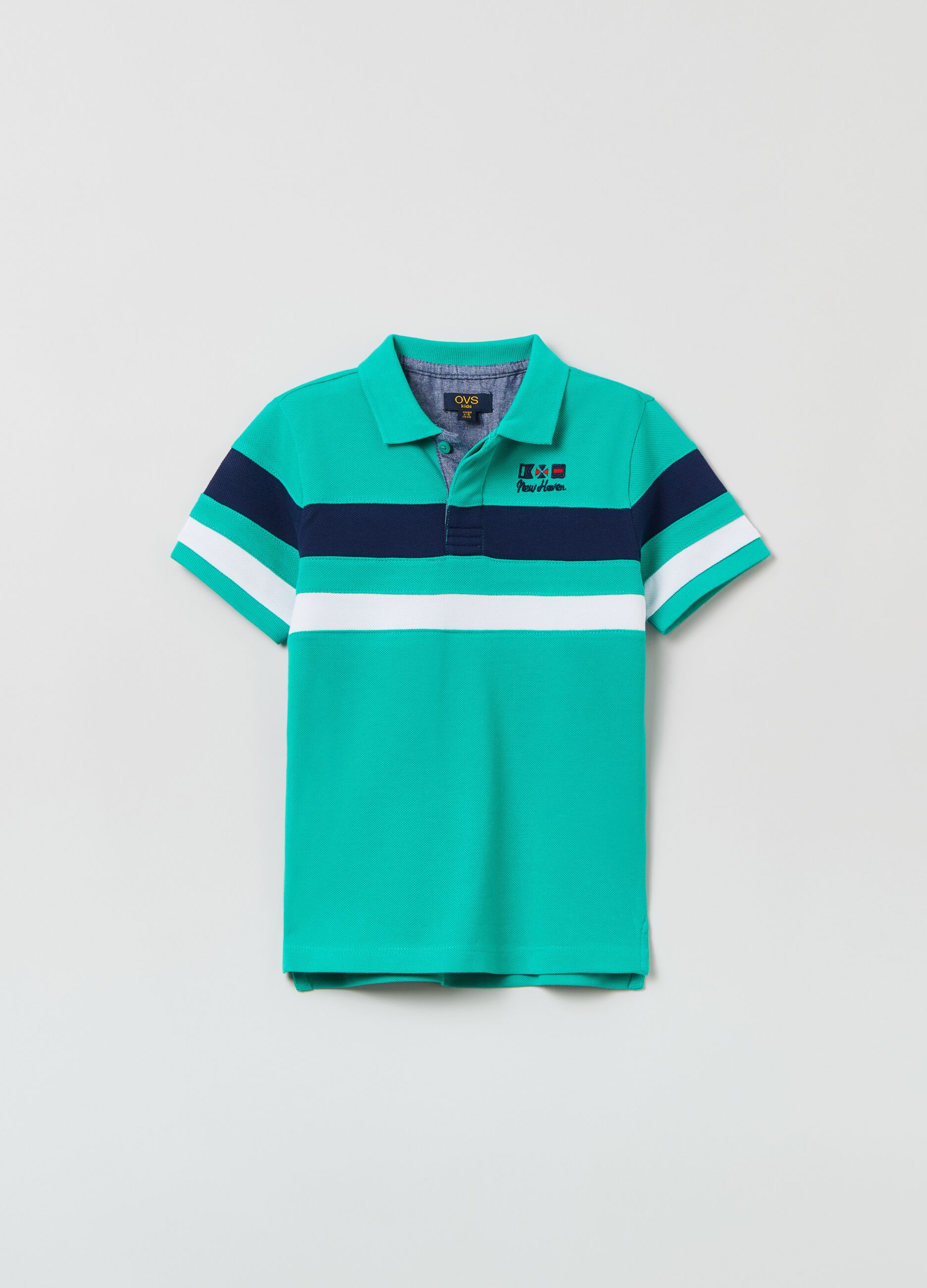 Piquet polo shirt with embroidery and regatta patch