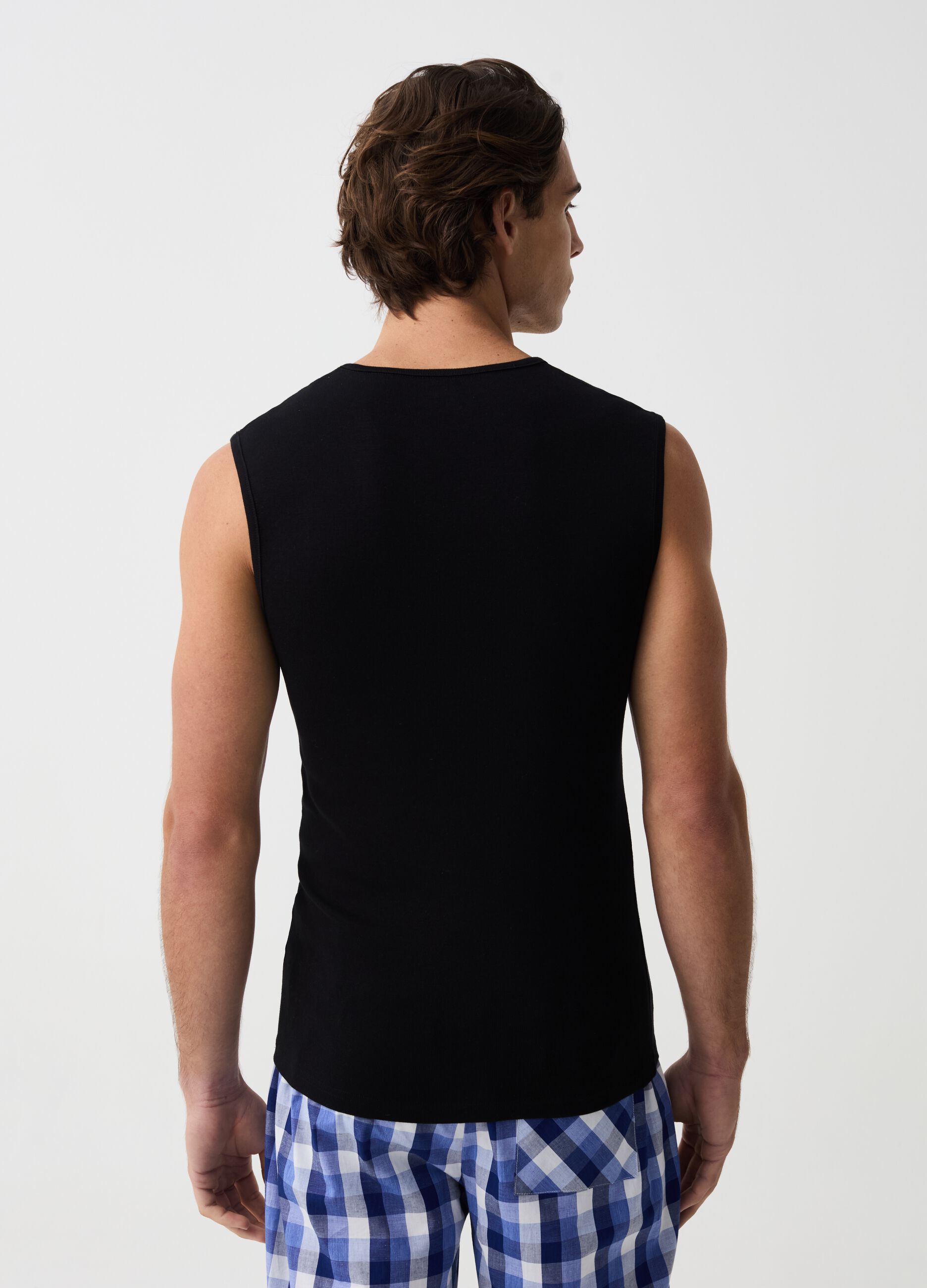 V-neck racer back vest in organic cotton