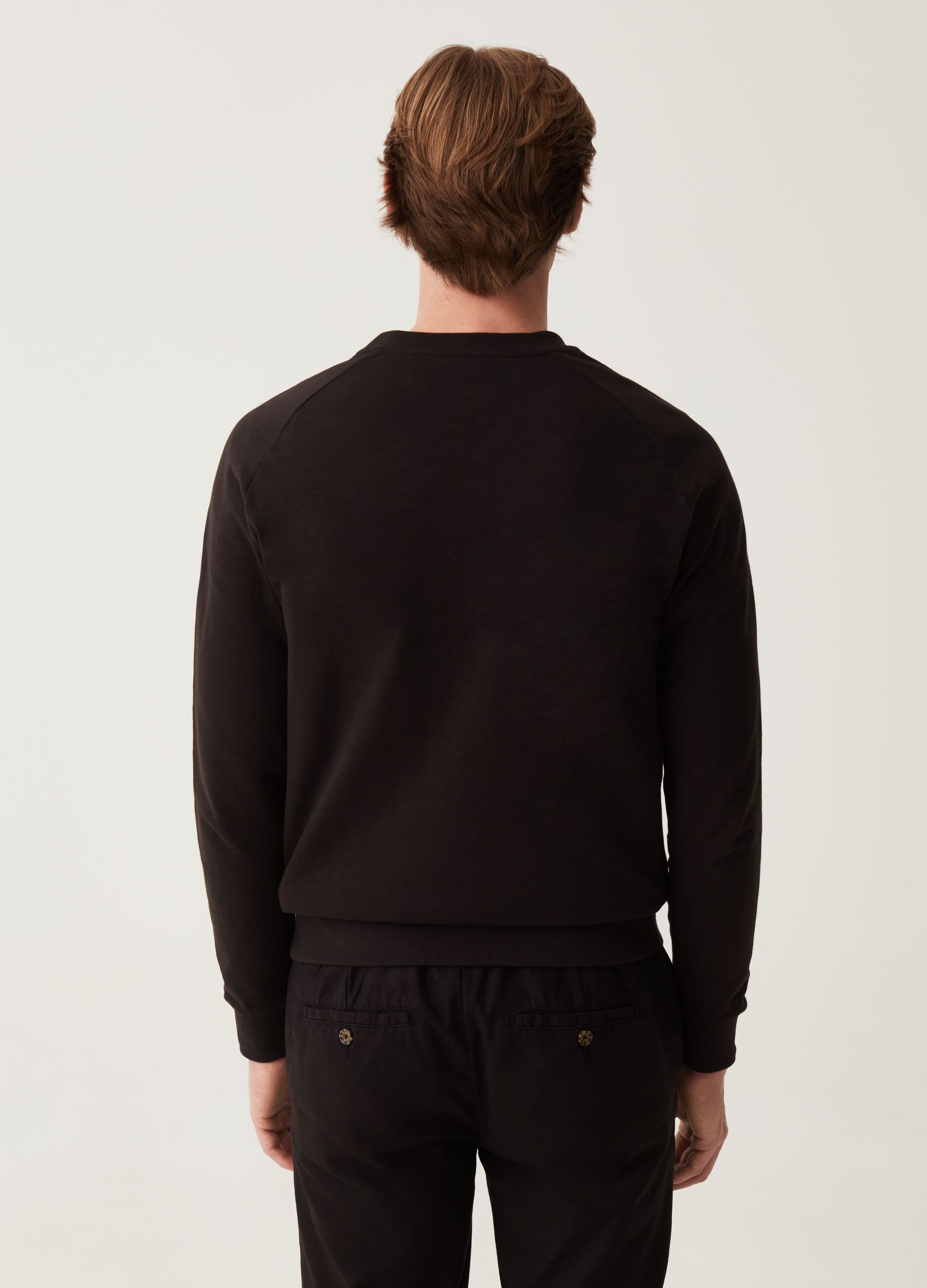 LESS IS BETTER cotton sweatshirt with detail at the neck