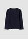 T-shirt blu in puro cotone organico con stampa cuore per bambina_1
