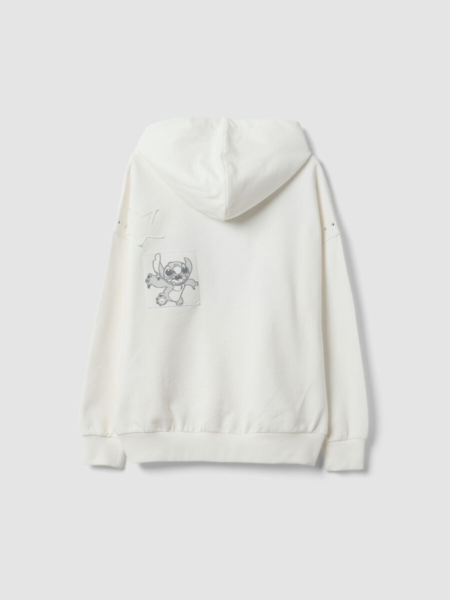 Weisser Oversize-Hoodie aus reiner Baumwolle mit Stitch-Print f&uuml;r M&auml;dchen_1
