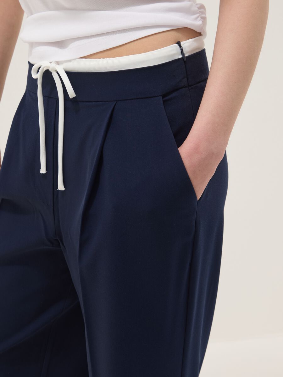 Blue regular fit jogger trousers with elasticated waist_3
