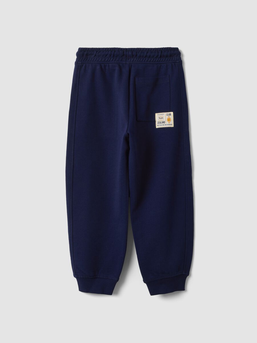 Blue pure cotton joggers with elasticated waist for boys_1