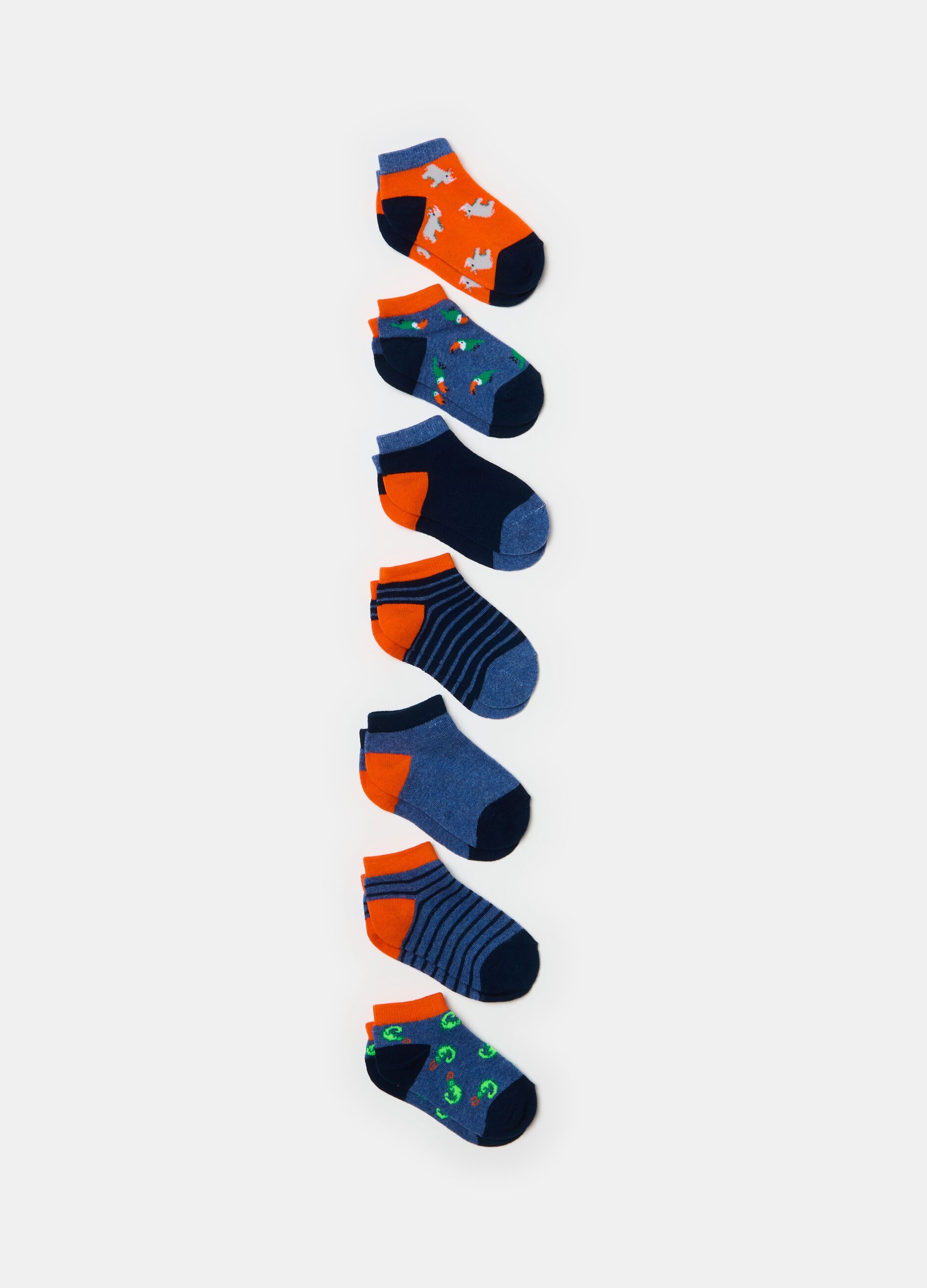 Multipack sette calze corte con disegni