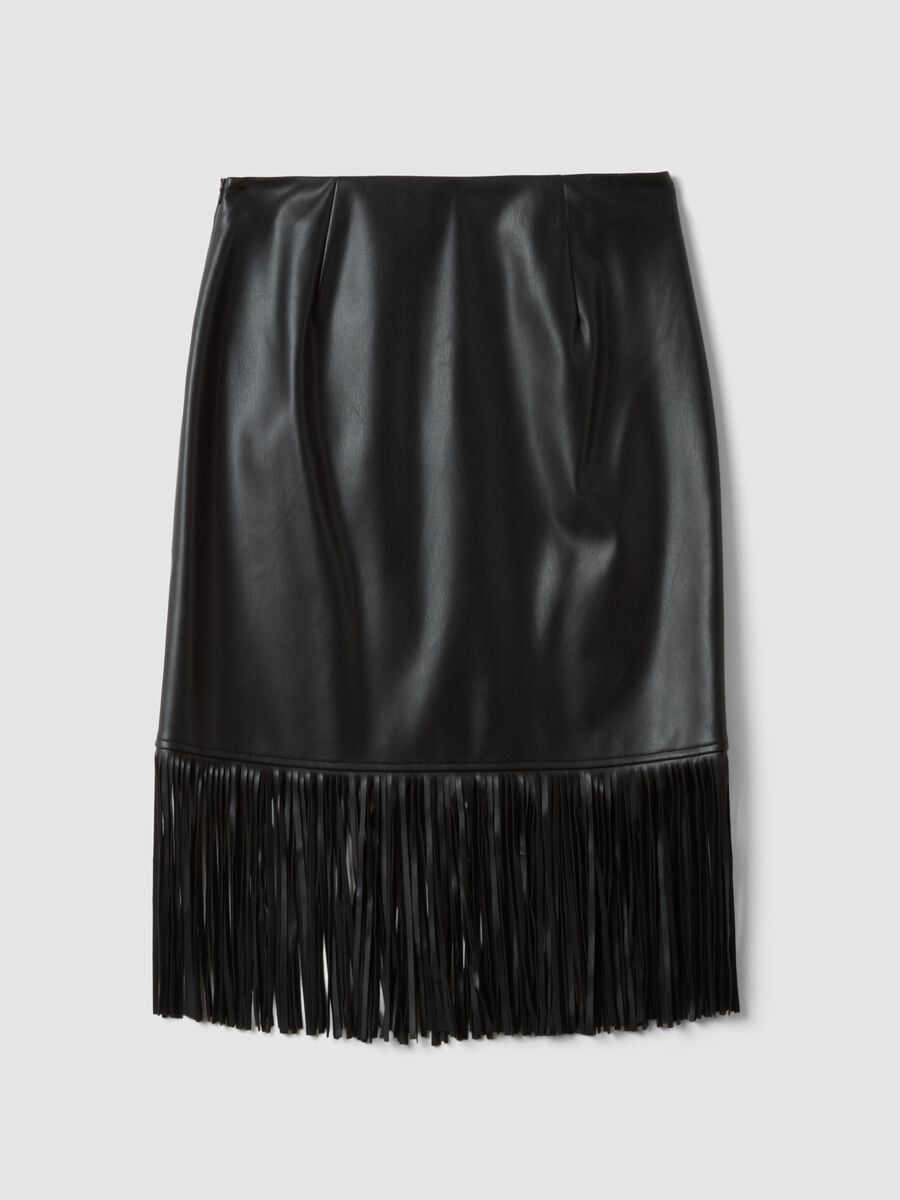 Black midi skirt with fringe hem_6