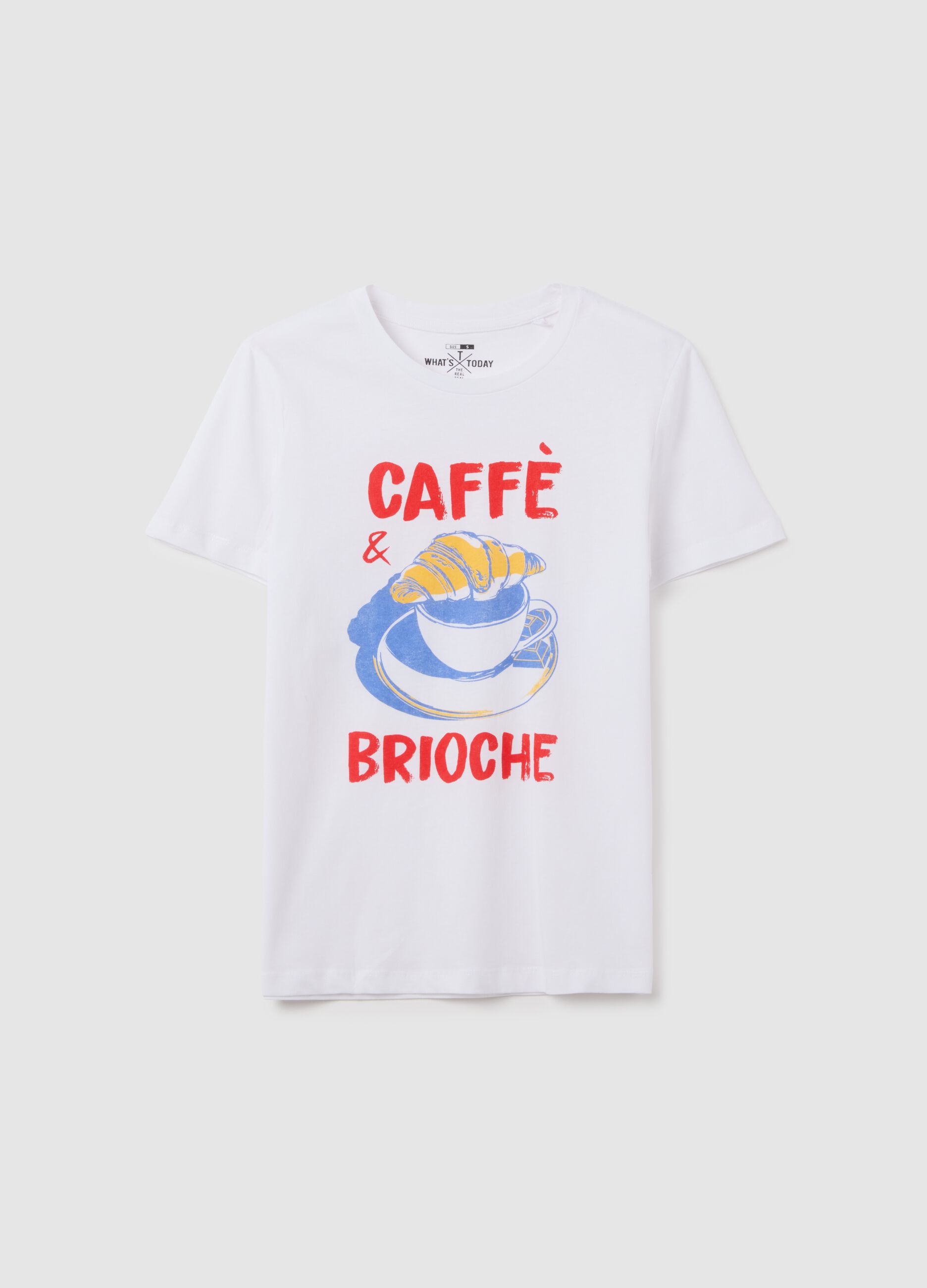 White pure cotton T-shirt, regular fit