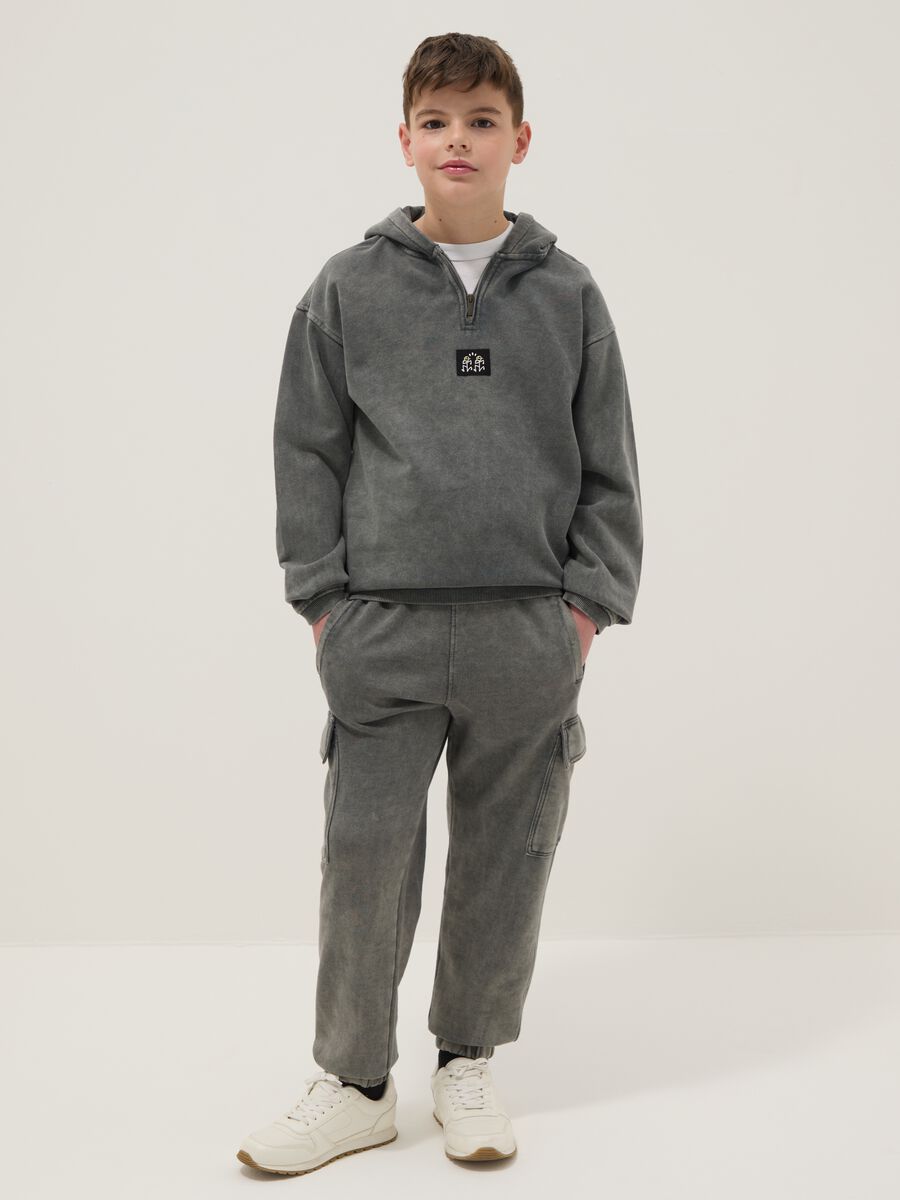 Boys' grey cotton blend cargo jogger trousers regular fit_0