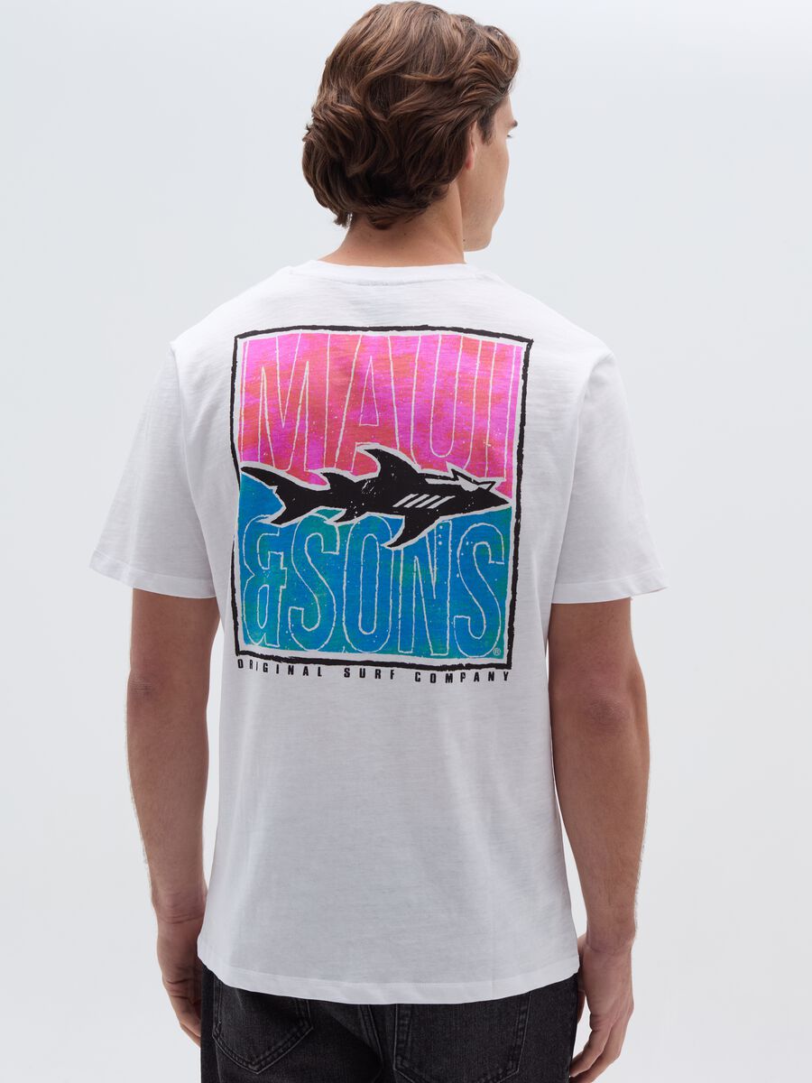 T-shirt in slub jersey stampa logo con squalo_2