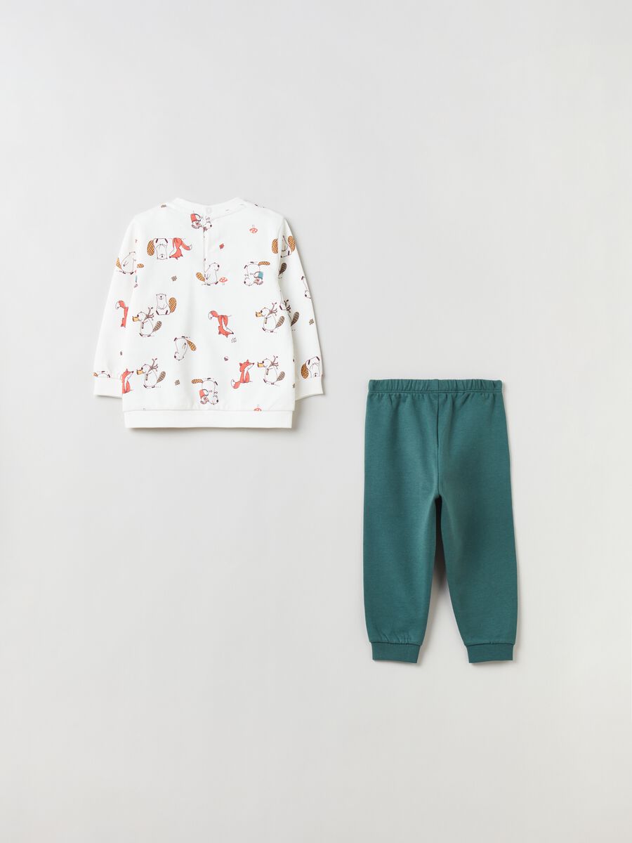 Cotton pyjamas with beaver and fox print_1