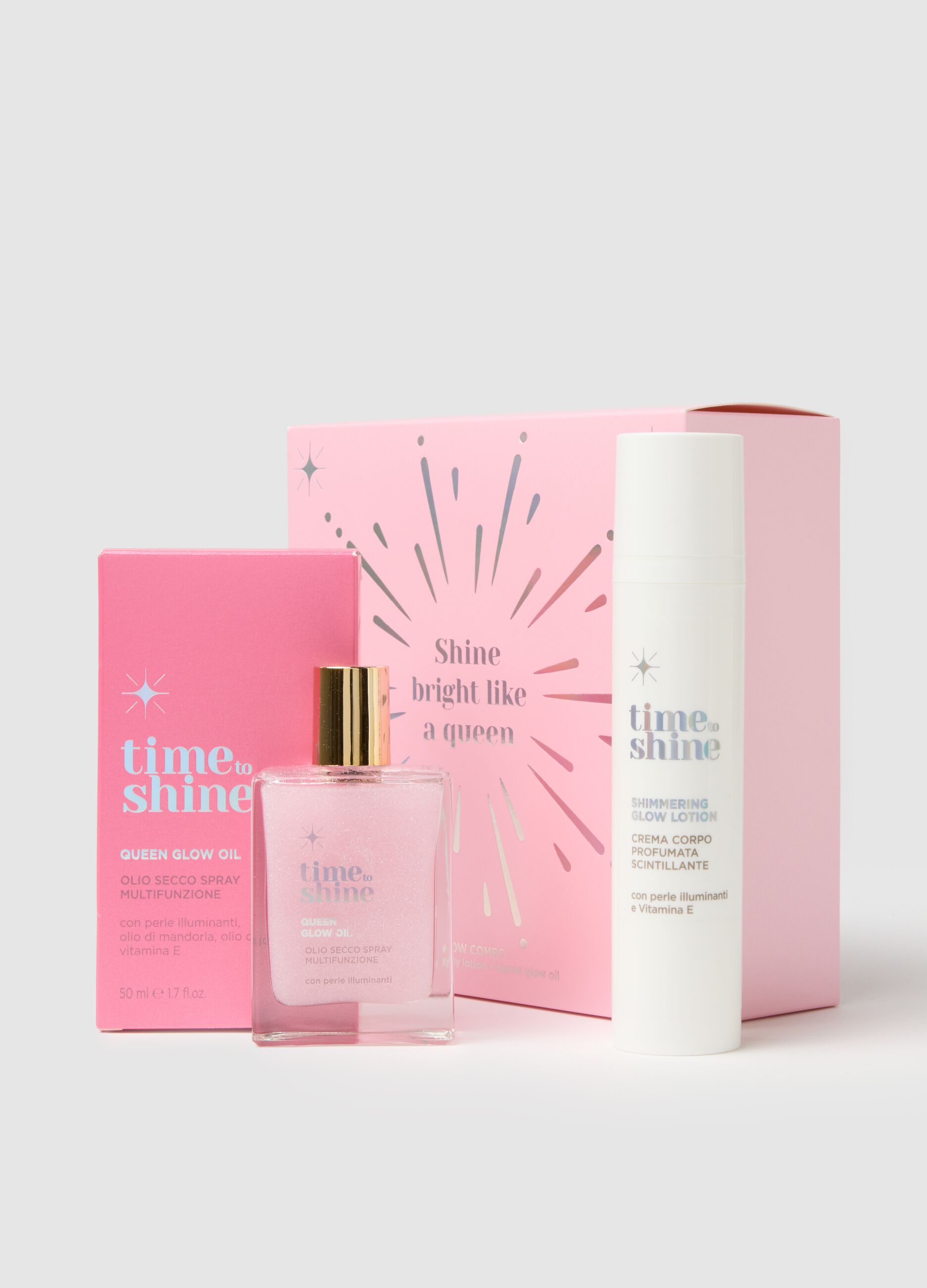 TIME TO SHINE KIT SHINE QUEEN x2 (pink oil + body lotion)