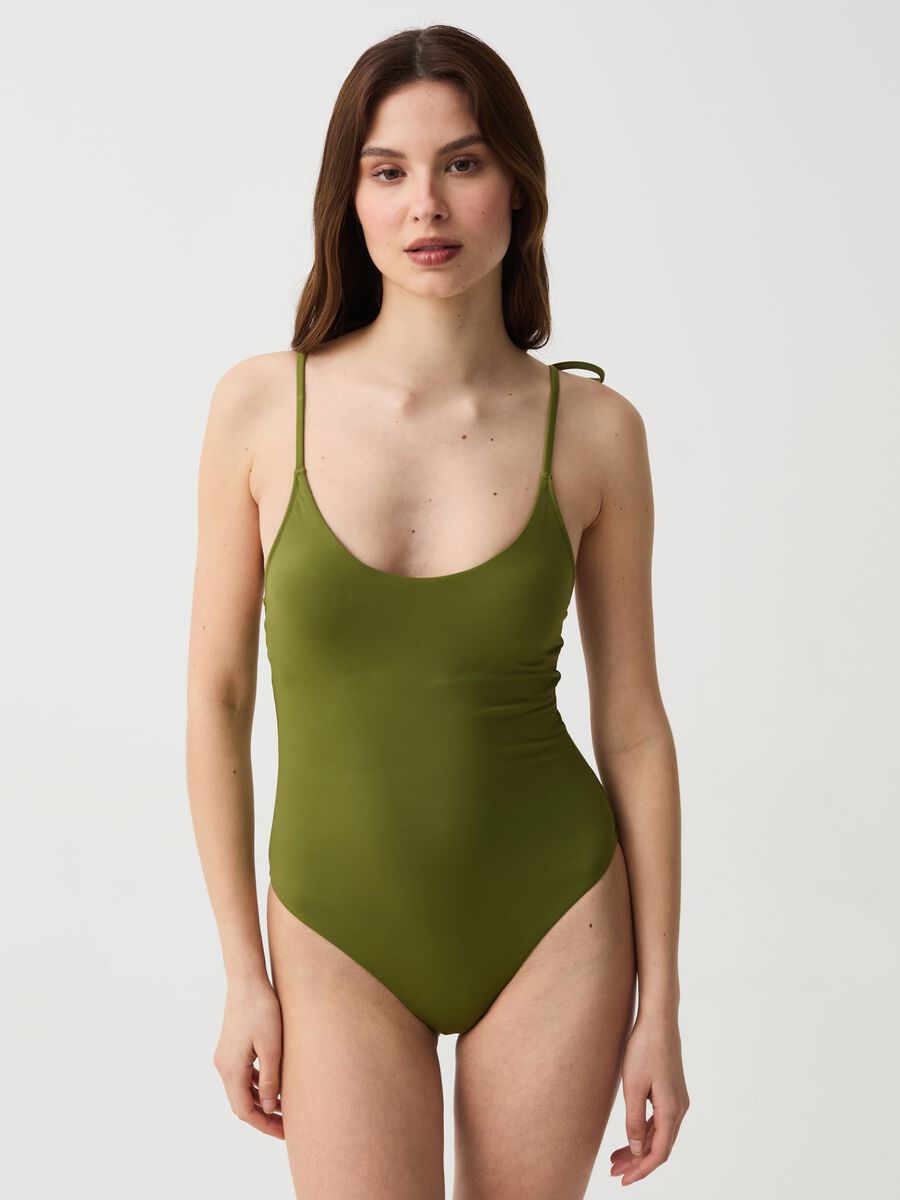 One-piece swimsuit with spaghetti straps_1