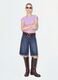 Purple stretch T-shirt with embossed floral texture_0