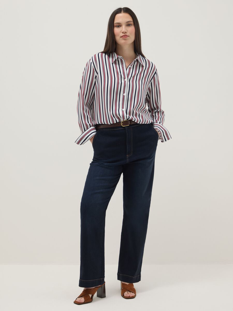 Multicolour striped pure viscose shirt regular fit_1