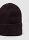 Bordeauxroter Rippstrick-Beanie aus elastischer Wolle_2