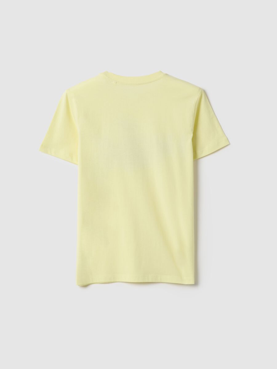 T-shirt amarela de puro algod&atilde;o para rapaz regular fit com inscri&ccedil;&atilde;o_1