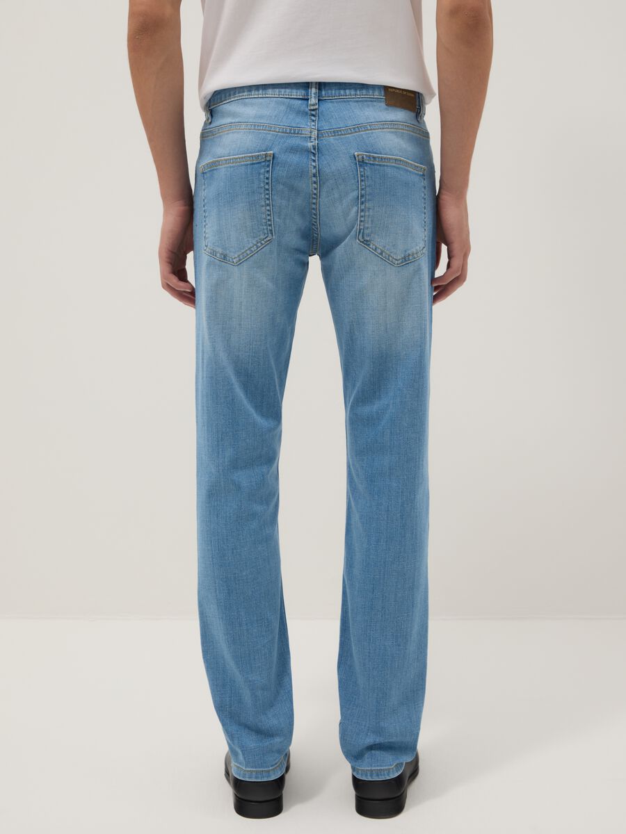 Light blue slim fit stretch cotton denim jeans_2