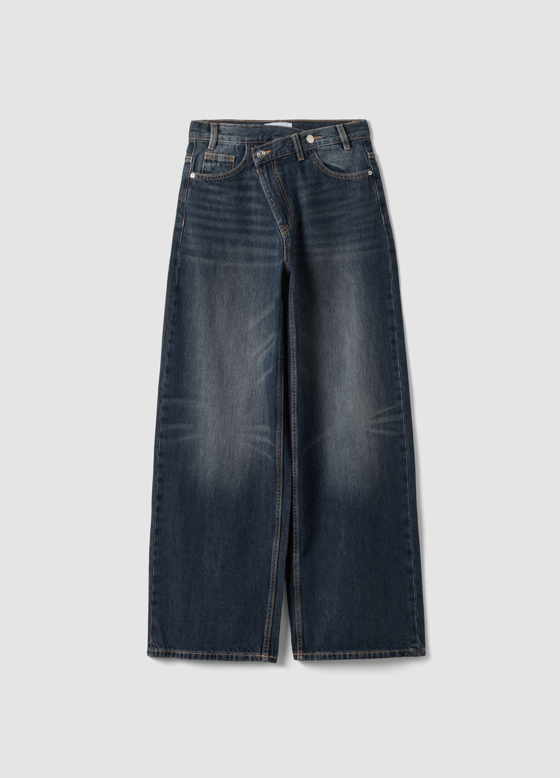 Jeans grigi in denim di puro cotone skater fit