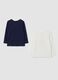 Pack de 2 t-shirts azul-marinho e branco creme em algod&atilde;o puro com estampado_1