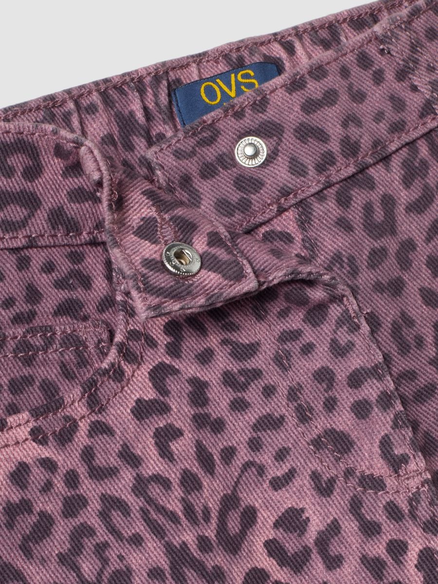 Violette Wide-Leg-Hose aus reiner Baumwolle mit Animal-Print f&uuml;r M&auml;dchen_2