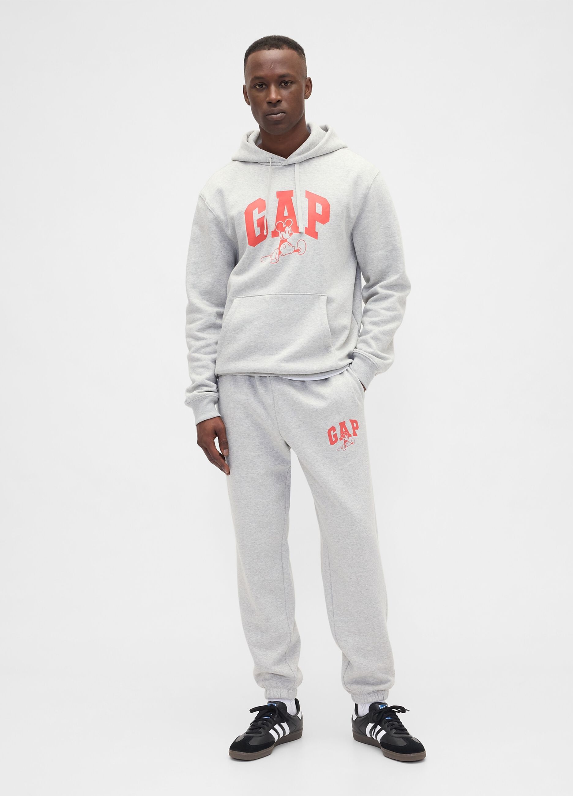 Grey Jogger Trousers in Mixed Fabric