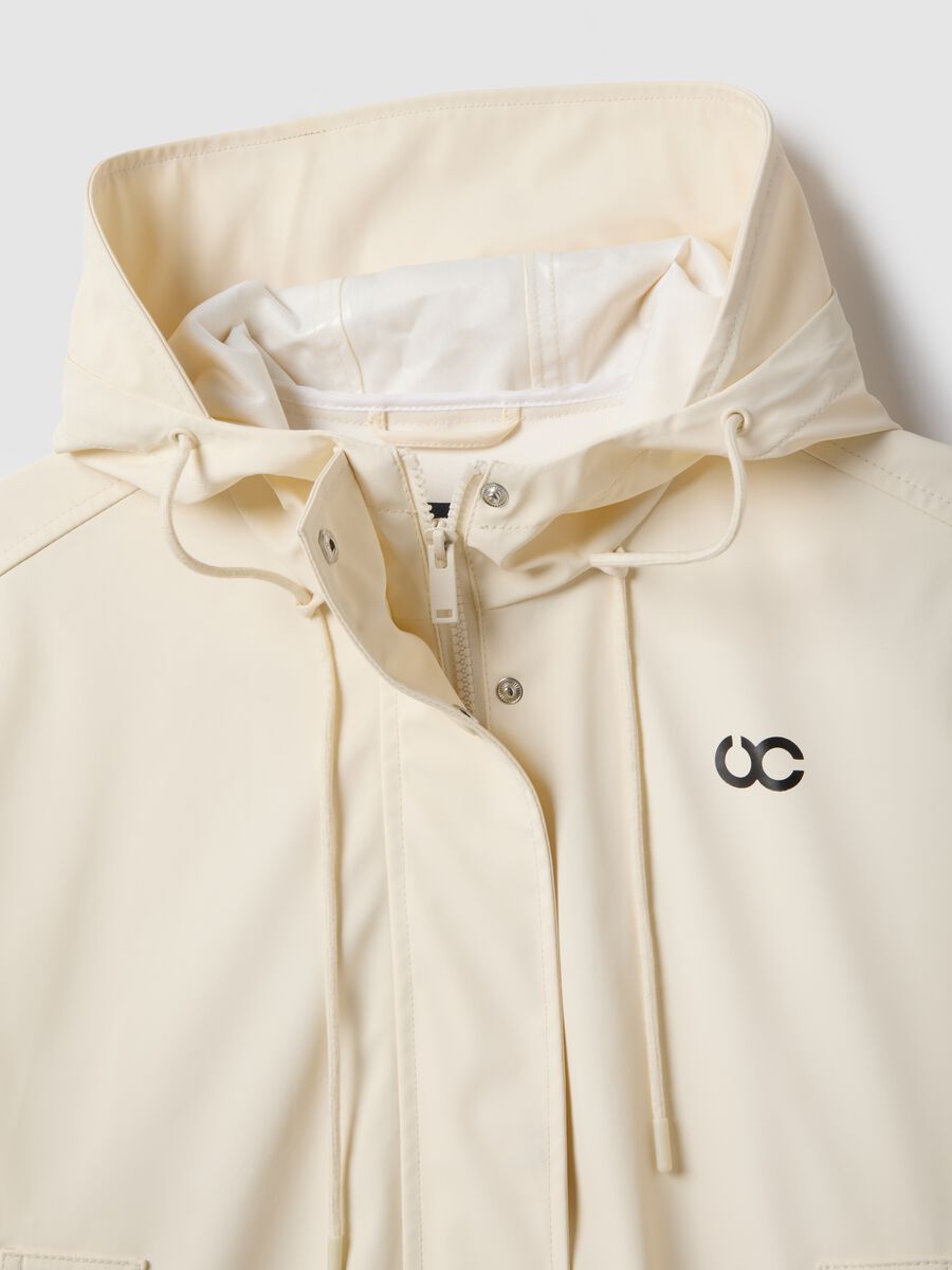 Beige Waterproof Jacket with Hood Regular Fit_1