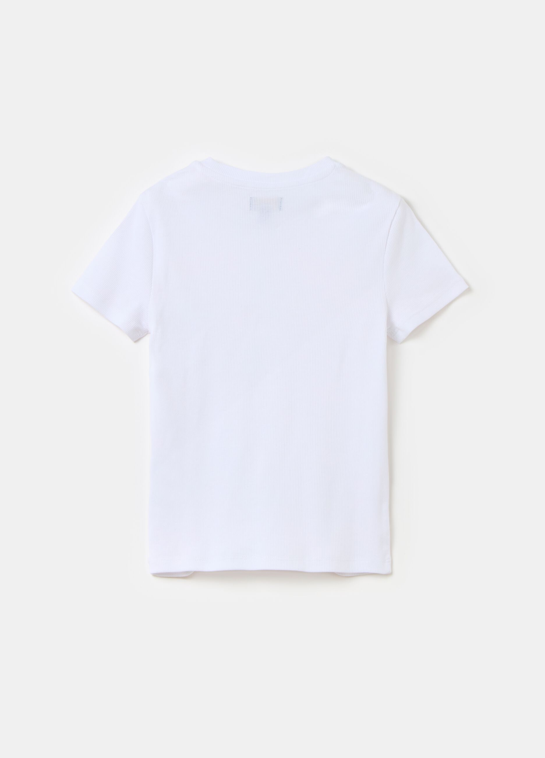Solid colour ribbed T-shirt