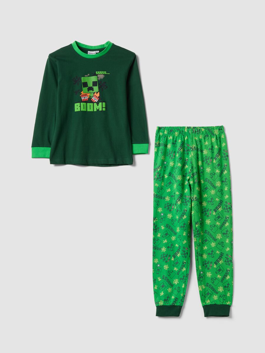 Gr&uuml;ner Pyjama aus reiner Bio-Baumwolle mit Minecraft-Print f&uuml;r Jungen_0