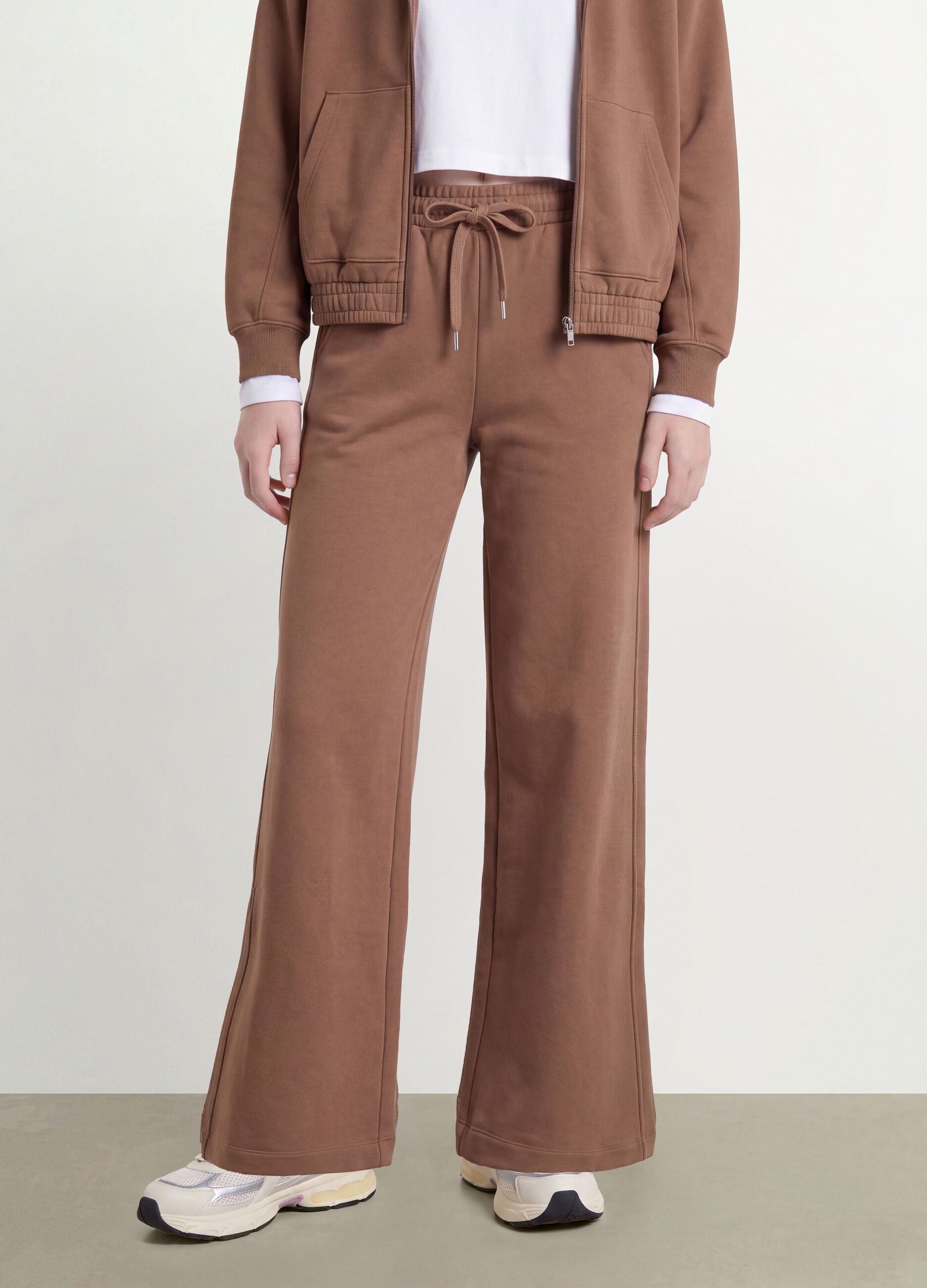 Brown culotte trousers in 100% organic cotton for girls